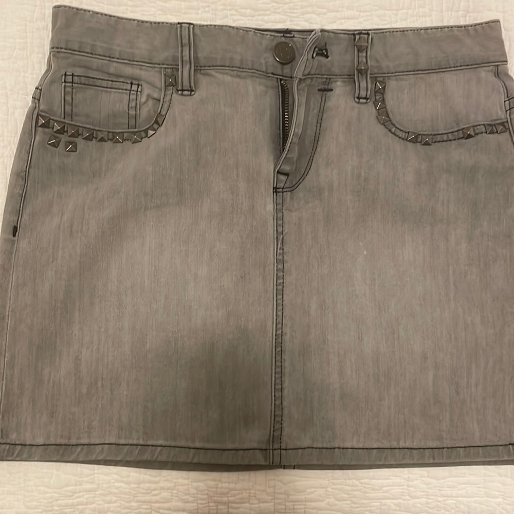 Jcrew grey jean studded mini skirt